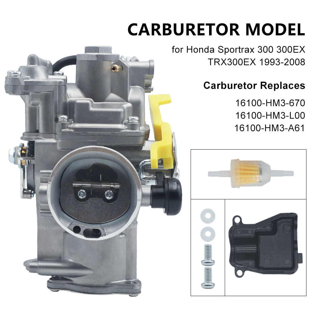 Triumilynn Carburetor for Honda Sportrax 300 300EX TRX300EX 1993 to 2008 ATV Quad Parts No. 16100-HM3-670 16100-HM3-L00 16100-HM3-A61