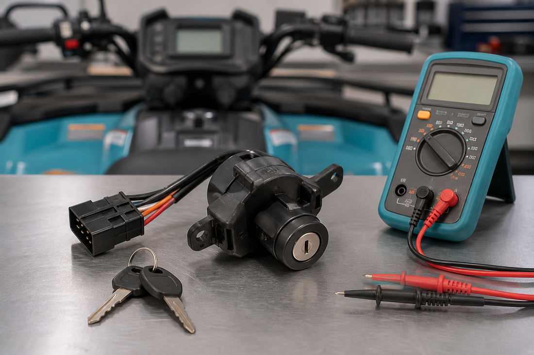 Polaris ignition switch diagnostic setup with multimeter