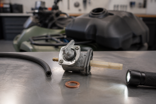 Yamaha ATV fuel petcock inspection and maintenance setup