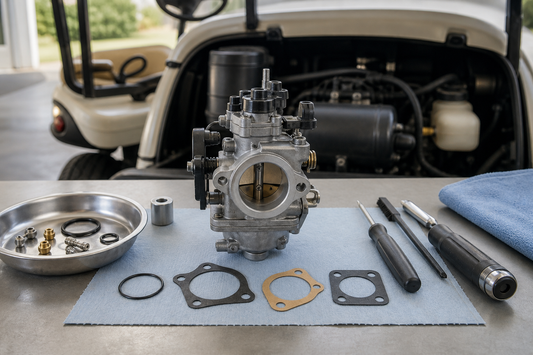 Yamaha golf cart carburetor inspection and maintenance setup
