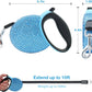 Triumilynn Blue Rhinestone Retractable Dog Leash for Small Medium Dog Cat up to 44lbs with Waste Bags Dispenser, 360° Tangle-Free, One Button Release & Lock Function