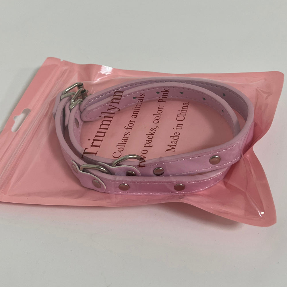 Triumilynn Collars for animals | Distressed Real Genuine Leather and a Strong Metal Buckle. Modern Designer Look for Small, Medium, Large and XL Pets (Pink)