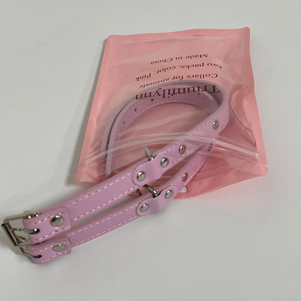 Triumilynn Collars for animals | Distressed Real Genuine Leather and a Strong Metal Buckle. Modern Designer Look for Small, Medium, Large and XL Pets (Pink)