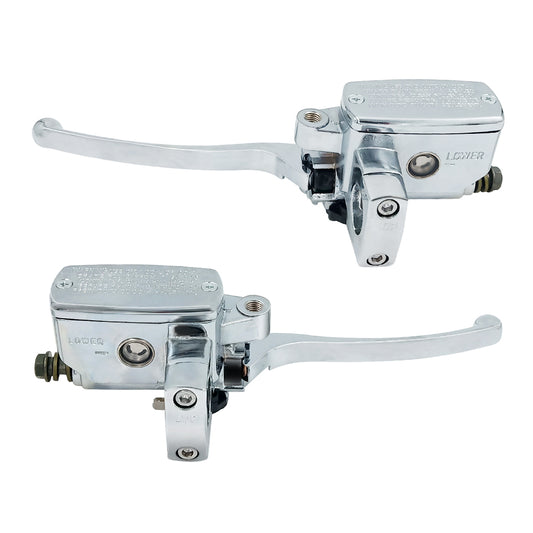 Triumilynn Universal 1 Inch 25mm Brake Master Cylinder Lever Motorcycle for Suzuki Intruder Hydraulic Clutch Brake Goldwing Left and Right Set (Chrome)