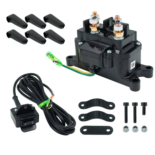 Triumilynn 12V Solenoid Relay Contactor and Winch Rocker Thumb Switch Combo for ATV UTV Kit