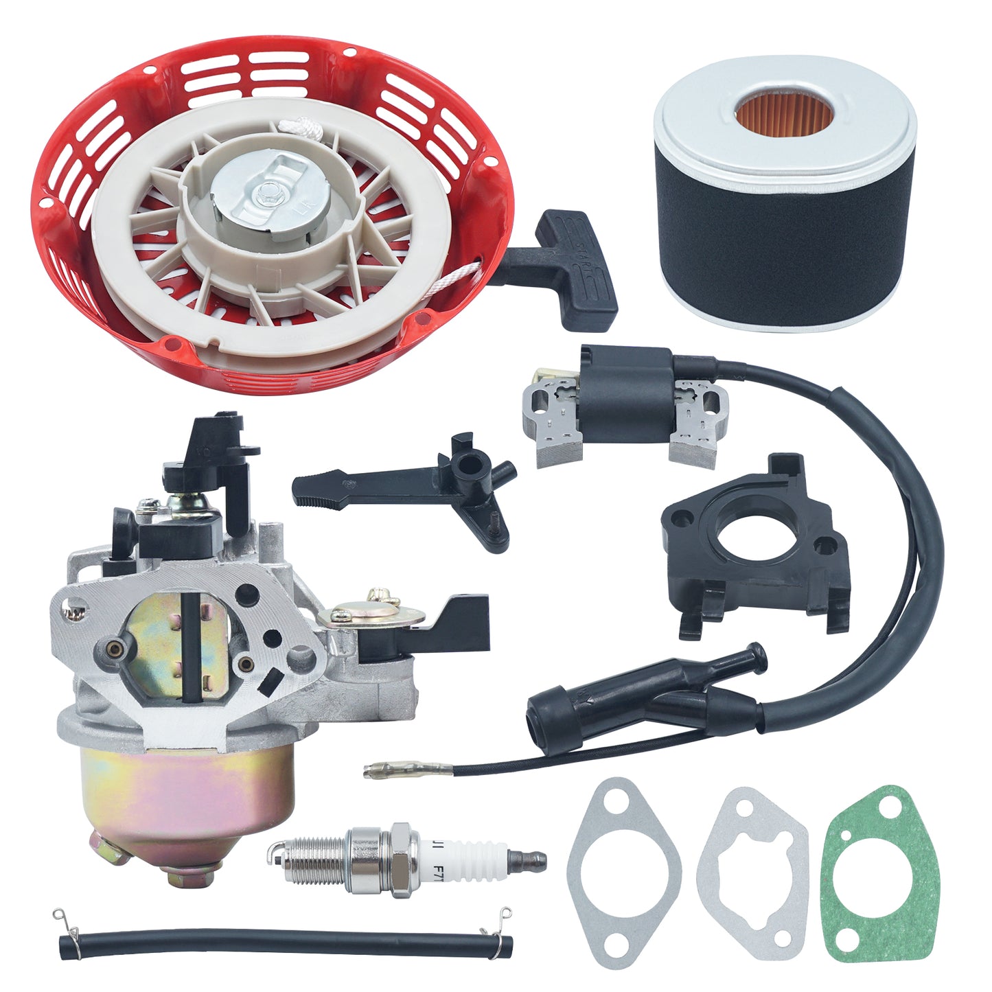 Triumilynn Carburetor kit for Honda GX390 GX340 13HP 11HP 4-Stroke Engine Lawnmower Water Pumps 16100-ZF6-V01 with Air Filter Ignition Coil Recoil Starter Spark Plug