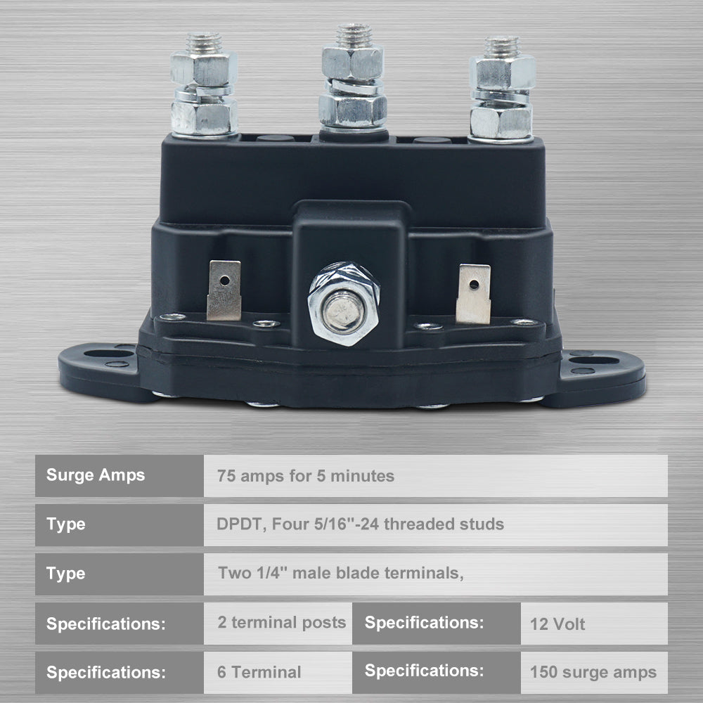 Triumilynn Winch Reversing Solenoid Relay Switch 12V Reversible DC Motor Contactor 6-Terminal Intermittent Duty Replace for Trombetta 214-1231A11