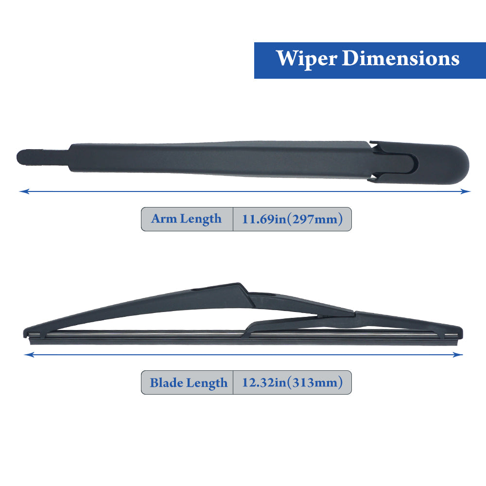 Triumilynn Rear Wiper Arm Blade Fits Mercedes Benz ML320 ML350 ML450 W164 2006-2011 W166 2012-2017 Rear Windshield
