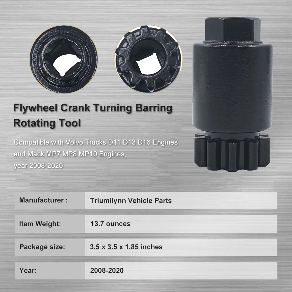 Triumilynn 88800014 Crank Flywheel Turning Barring Tool for Volvo D11 D13 D16 Mack MP7 MP8 MP10 2008-2018, 88800014 88840317