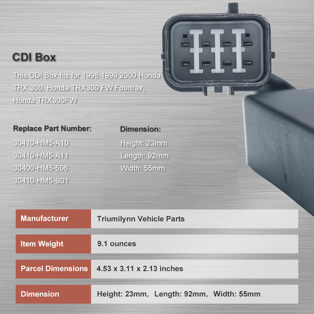 Triumilynn 8 Pin CDI Box for Honda TRX 300 Fourtrax 1998 1999 2000 Replaces 30410-HM5-S01 30400-HM5-506 30410-HM5-A10 30410-HM5-A11