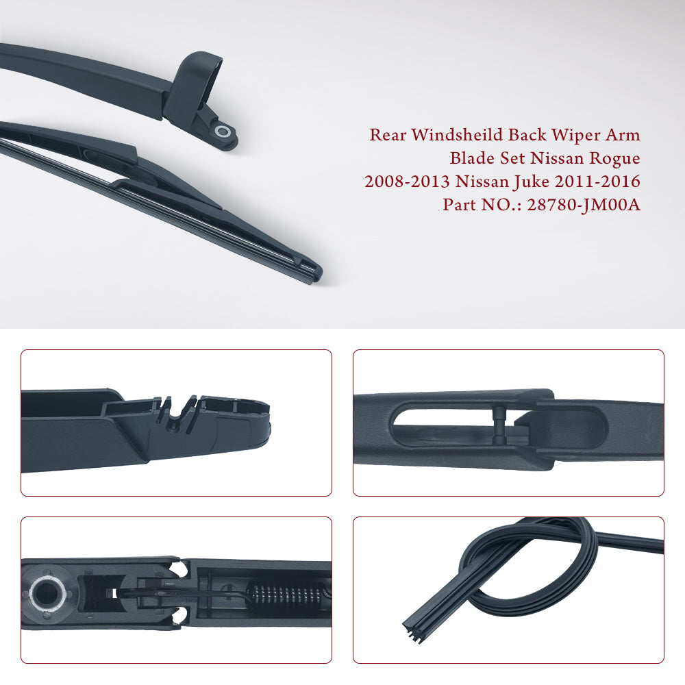 Triumilynn Rear Windsheild Wiper Arm Blade for Nissan Rogue 2008-2013 Nissan Juke 2011-2016 No.: 28780-JM00A, 12" Back Wiper