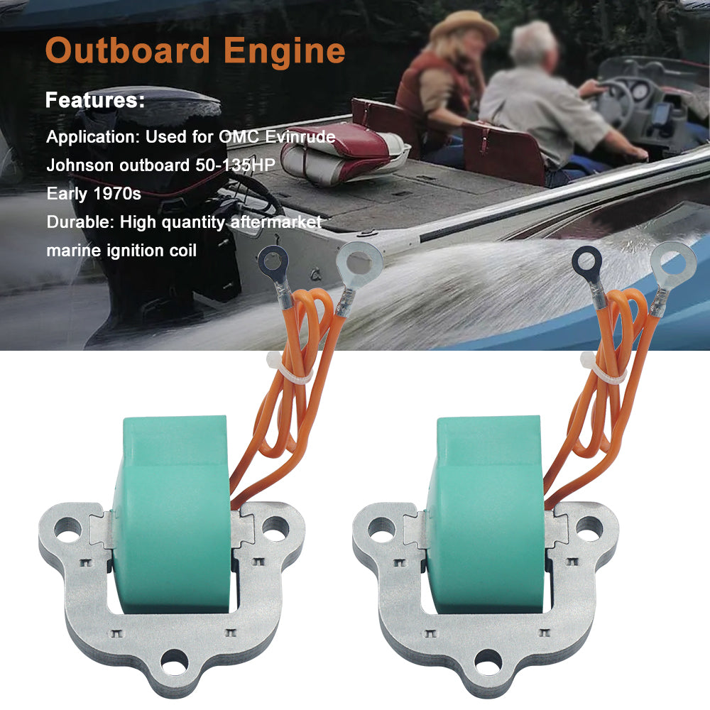 Triumilynn 2 PCS Marine Ignition Coil for OMC Johnson Evinrude Outboard Fit 502890 582160 584632 18-5194 50-135HP Engine